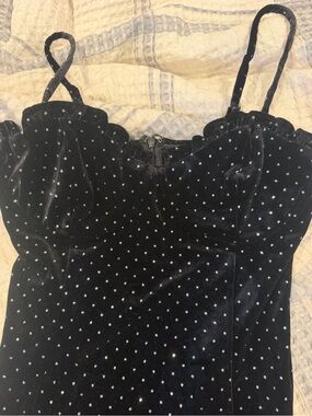 Vici Black Velvet Rhinestone Polka Dot Camisole